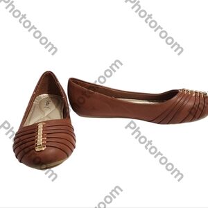 Victoria K Brown Women's Flats with Gold Accent